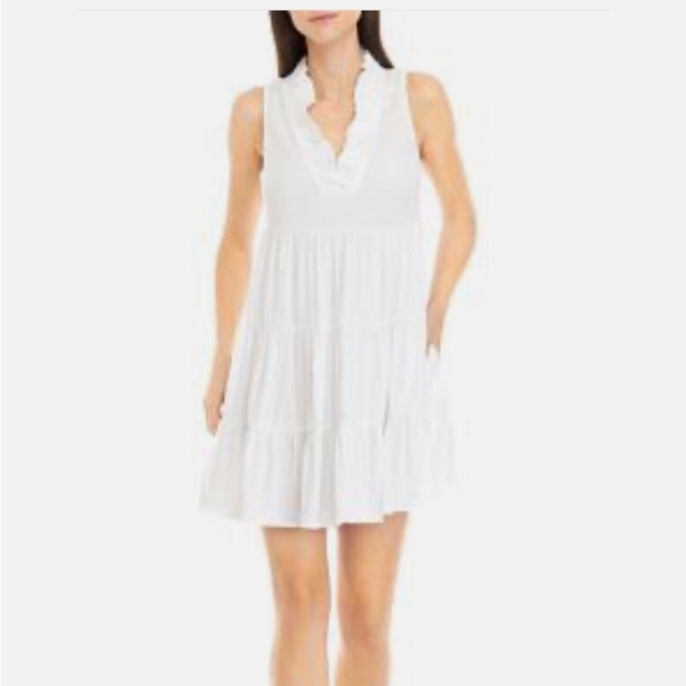 Crown & Ivy white tiered ruffle dress
